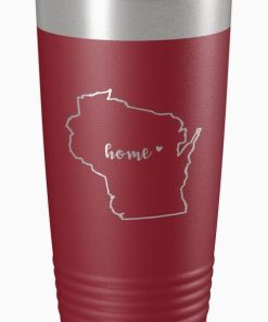 20 Oz Travel Mug - WI State Outline